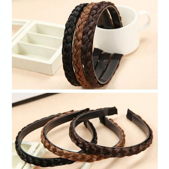 2pcs Wide-brimmed Twisted Braid Hoops Wig Non-slip Hair Accessories, Color: 1cm-Light Brown