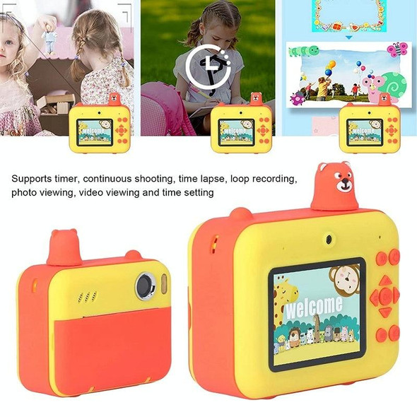 IPS 2.36 inch LED HD Display 1080P Childrens Camera Thermal Printing Instant Camera(Yellow)