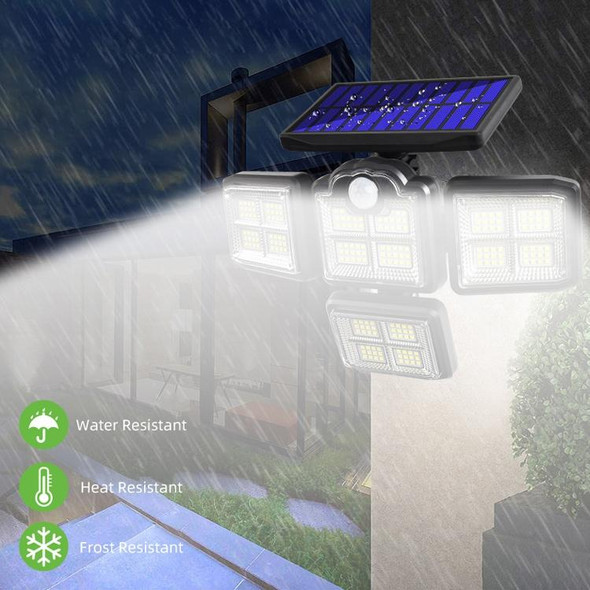 TG-TY085 Solar 4-Head Rotatable Wall Light with Remote Control Body Sensing Outdoor Waterproof Garden Lamp, Style: 198 COB Integrated