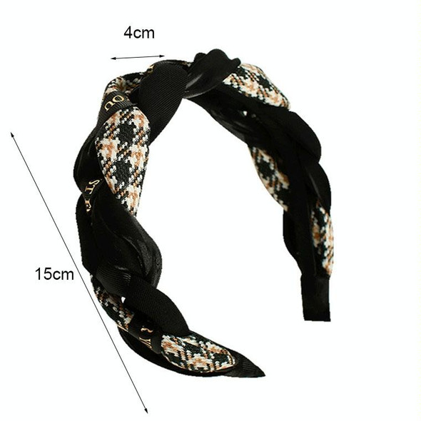 2pcs Ribbon Woven Letter Pattern Elegant Retro Non-slip Headband(Black)