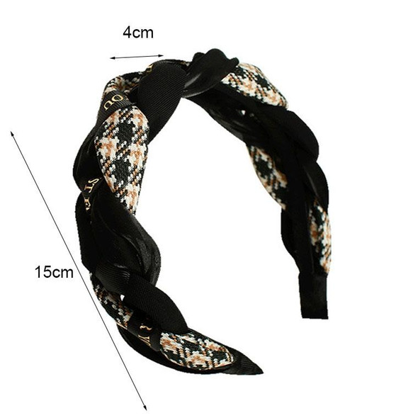 2pcs Ribbon Woven Letter Pattern Elegant Retro Non-slip Headband(Coffee)