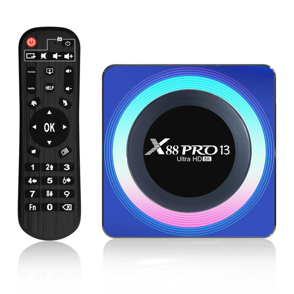 Acrylic X88 Pro 13 8K Ultra HD Android 13.0 Smart TV Box with Remote Control, RK3528 Quad-Core, 4GB+128GB(US Plug)