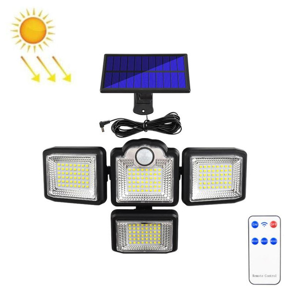 TG-TY085 Solar 4-Head Rotatable Wall Light with Remote Control Body Sensing Outdoor Waterproof Garden Lamp, Style: 192 LED Separated