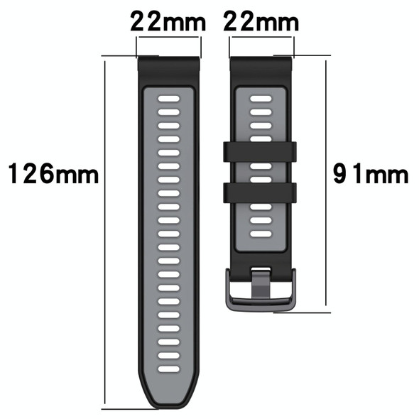 For Garmin Approach S60 Sports Two-Color Silicone Watch Band(Black+Grey)