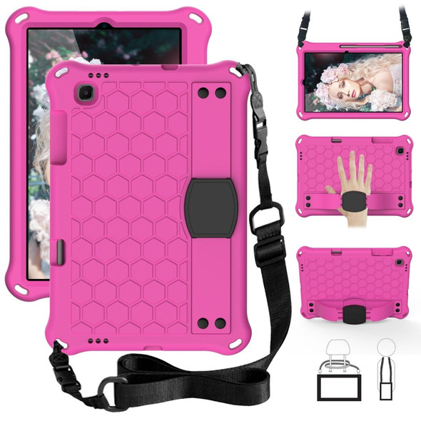Samsung Galaxy Tab S6 Lite P610 Honeycomb EVA + PC Shockproof Case with Strap(RoseRed+Black)