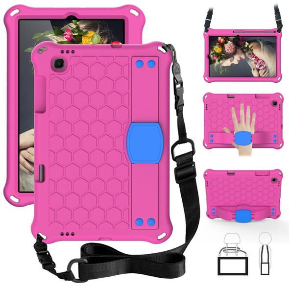 Samsung Galaxy Tab S6 Lite P610 Honeycomb EVA + PC Shockproof Case with Strap(RoseRed+Blue)