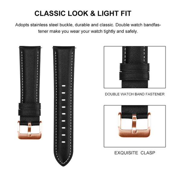 For Garmin Venu / SQ / SQ2 / Venu 2 Plus 20mm Rose Gold Buckle Genuine Leatherette Watch Band(Apricot)