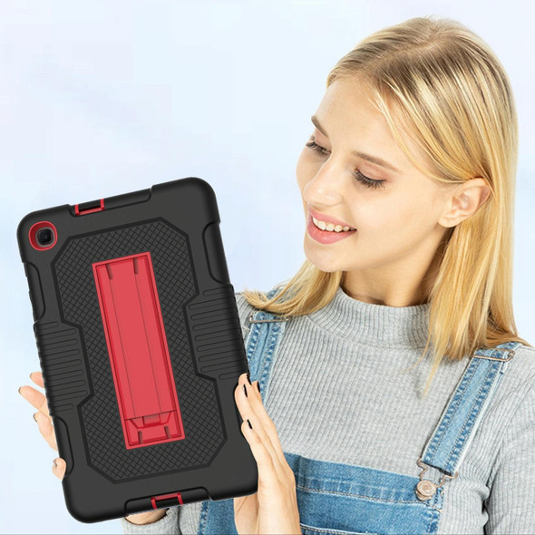 For Samsung Galaxy A 8.4 T307 Contrast Color Robot B2 Silicone Hybrid PC Tablet Case with Holder(Black Red)