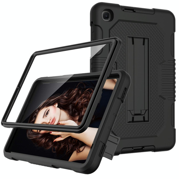 For Samsung Galaxy A 8.4 T307 Contrast Color Robot B2 Silicone Hybrid PC Tablet Case with Holder(Black)
