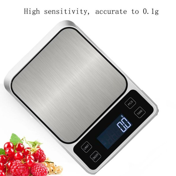 Stainless Steel Food Baking Scale Small Bench Scale Kitchen Electronic Scale English 3kg/0.1g