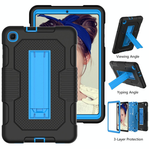 For Samsung Galaxy A 8.4 T307 Contrast Color Robot B2 Silicone Hybrid PC Tablet Case with Holder(Black Blue)