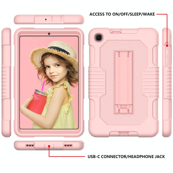 For Samsung Galaxy A 8.4 T307 Contrast Color Robot B2 Silicone Hybrid PC Tablet Case with Holder(Rose Gold)