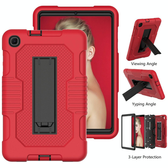 For Samsung Galaxy A 8.4 T307 Contrast Color Robot B2 Silicone Hybrid PC Tablet Case with Holder(Red Black)