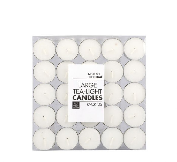 White Large Tea-Light Candles – 3.5cm, Box Of 25 White Candles