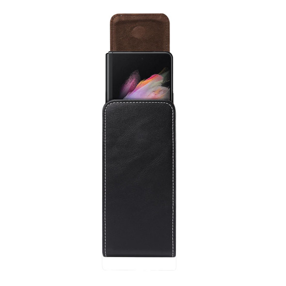 7.8 x 17 x 2.5cm Fold Phone Waist Pack Leatherette Case(Black)