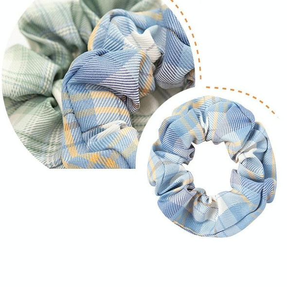 10 PCS Ball Head Ponytail Plaid Large Intestine Hair Tie(Blue)