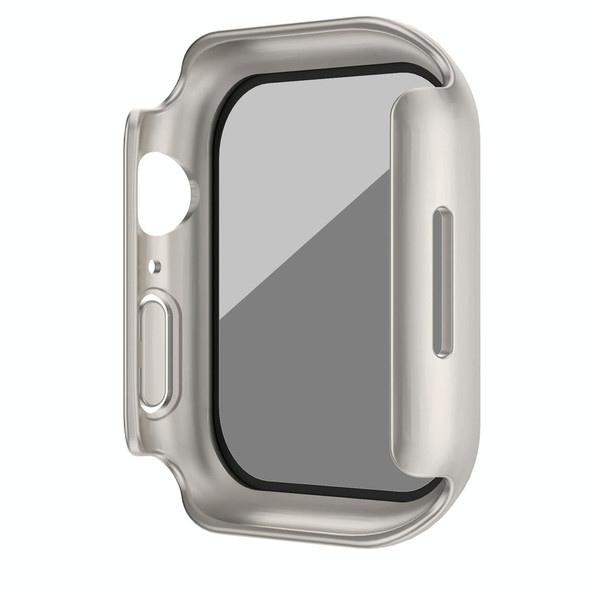 For Apple Watch 6 40mm Frosted PC + Anti-spy Tempered Film Integrated Watch Protective Case(Starlight Silver)