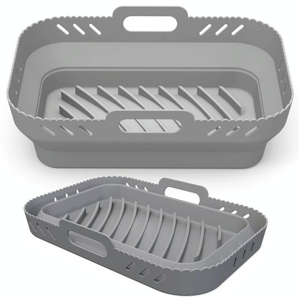 For Ninja DZ201/DZ401 Air Fryer Silicone Mat Foldable Reusable Basket Tray(Gray)