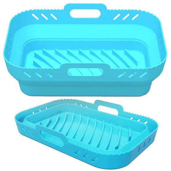 For Ninja DZ201/DZ401 Air Fryer Silicone Mat Foldable Reusable Basket Tray(Blue)