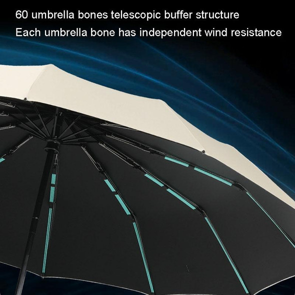 60 Bone Sunny Rain Dual-use Automatic Umbrella Wind-resistant Reinforced Sunshade UV Sun Umbrella(Black)