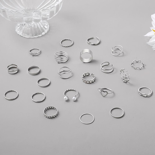 22pcs/set Heart Butterfly Joint Open Ring(SKU7161 Gold)