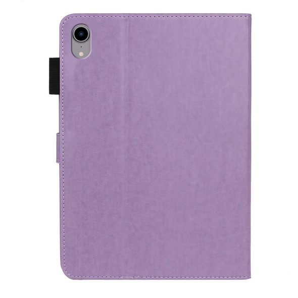 Embossed Plum Bossom Pattern Smart Leatherette Tablet Case - iPad mini 6(Purple)