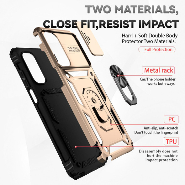 For Motorola Moto G Stylus 5G 2022 Sliding Camshield Holder Phone Case(Gold)
