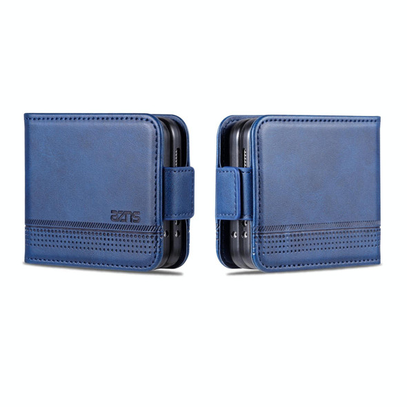 For Samsung Galaxy Z Flip5 5G AZNS Magnetic Calf Texture Flip Leatherette Phone Case(Dark Blue)
