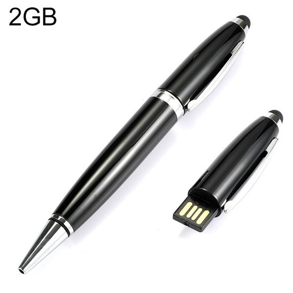 2 in 1 Pen Style USB Flash Disk, Black (2GB)