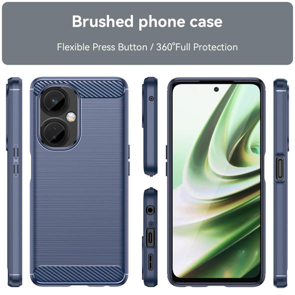 For OPPO K11X Brushed Texture Carbon Fiber TPU Phone Case(Blue)