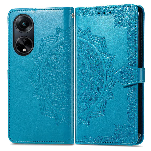 For OPPO A 98 Mandala Flower Embossed Leatherette Phone Case(Blue)