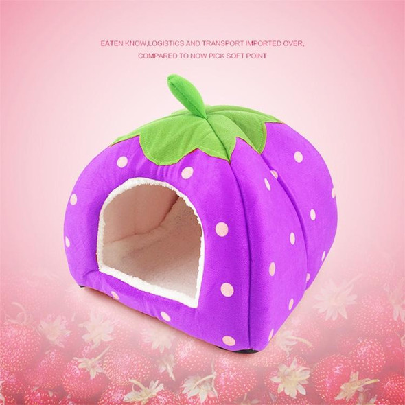 Strawberry Shaped Foldable Short Plush Pet House Nest, Size: L(Purple)