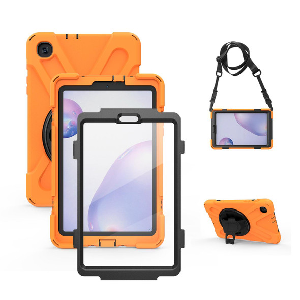 Samsung Galaxy Tab A 8.4 2020 T307U Shockproof Colorful Silicone + PC Protective Case with Holder & Shoulder Strap & Hand Strap & Screen Protector(Orange)