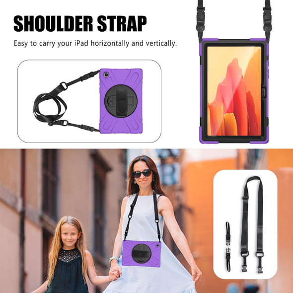 Samsung Galaxy Tab A7 10.4 2020 T500 / T505 Shockproof Colorful Silicone + PC Protective Case with Holder & Shoulder Strap & Hand Strap & Screen Protector(Purple)
