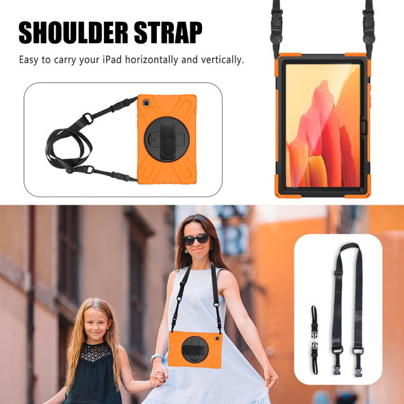 Samsung Galaxy Tab A7 10.4 2020 T500 / T505 Shockproof Colorful Silicone + PC Protective Case with Holder & Shoulder Strap & Hand Strap & Screen Protector(Orange)