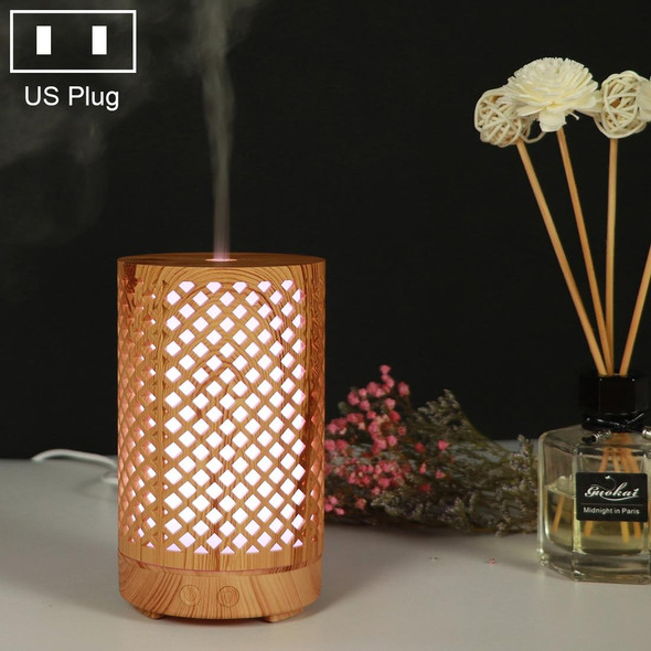 200ml Hollow-out Forest Pattern Wooden Essential Oil Aromatherapy Machine Ultrasonic Humidifier Automatic Alcohol Sprayer, Plug Specification:US Plug(Light Brown-1)