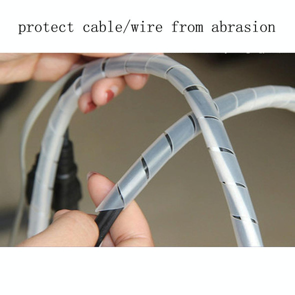 7m PE Spiral Pipes Wire Winding Organizer Tidy Tube, Nominal Diameter: 12mm(White)