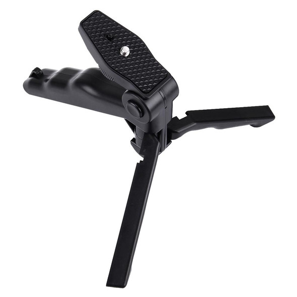 PULUZ Grip Folding Tripod Mount with Adapter & Screws for GoPro Hero11 Black / HERO10 Black / HERO9 Black / HERO8 Black / HERO7 /6 /5 /5 Session /4 Session /4 /3+ /3 /2 /1, Xiaoyi and Other Action Cameras, Load Max: 2kg(Black)