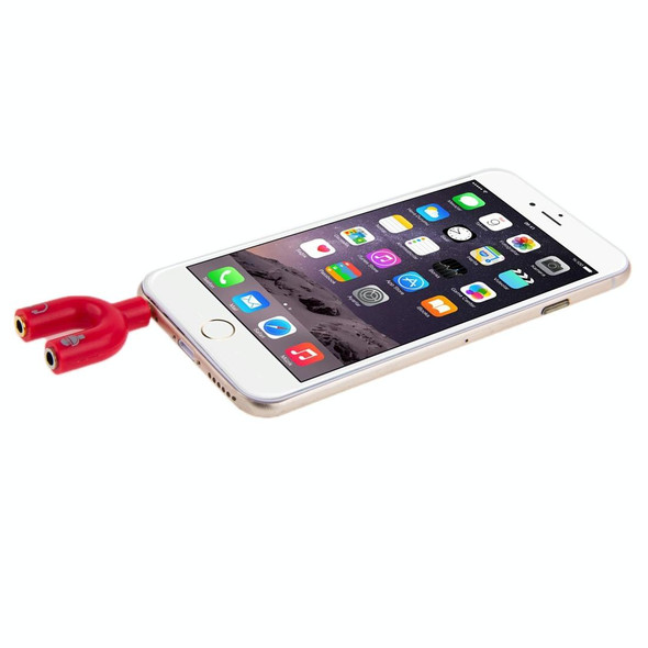 3.5mm Stereo Male to 3.5mm Headphone & Mic Female Splitter Adapter(Red)