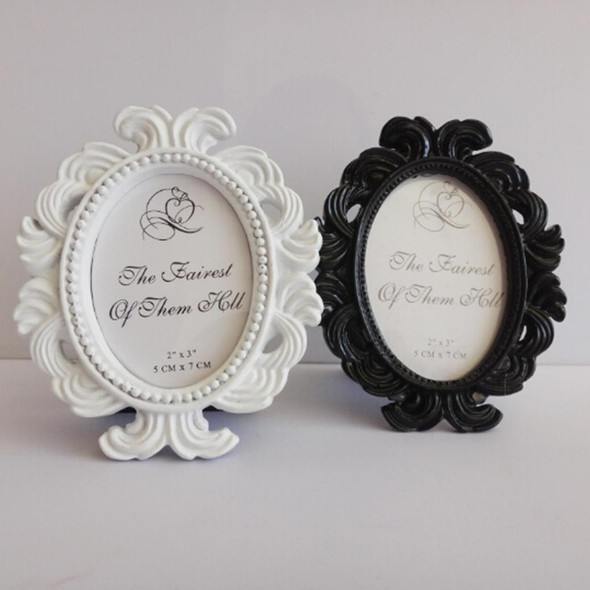 2 PCS Floral Photo  Round  Picture Frame Holder Wedding Home Decor(Black)