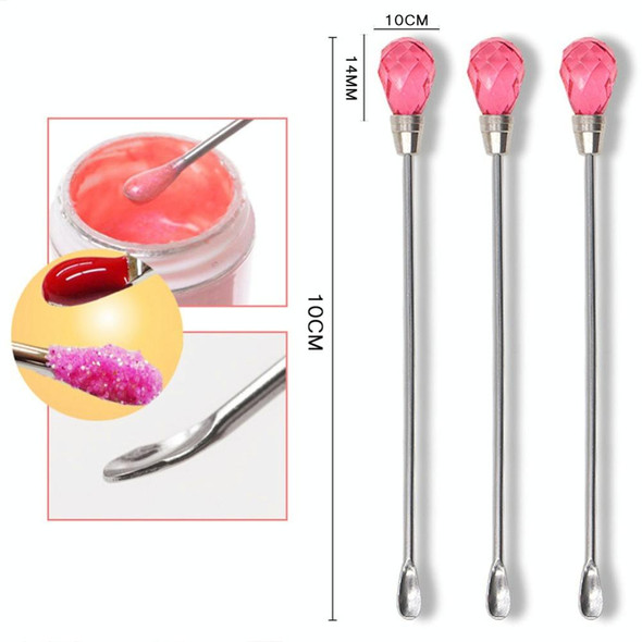3 PCS Stainless Steel Nail Tool Stirrer(Red)