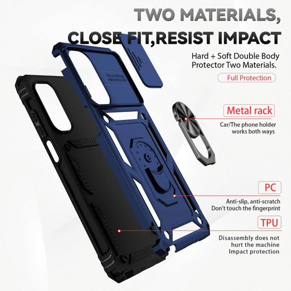 For Motorola Moto G Stylus 5G 2022 Sliding Camshield Holder Phone Case(Blue)