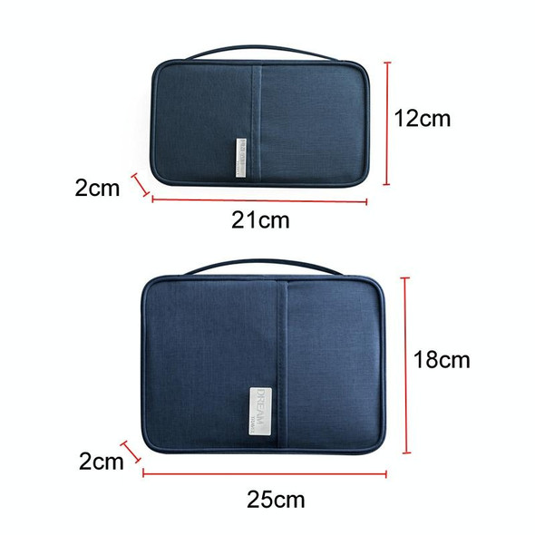 Travel Waterproof Dustproof Portable Passport Document Bag, Color: Navy Blue Large