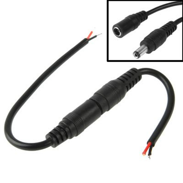 5.5 x 2.1mm DC Power Female Barrel to Male Barrel Connector Adaptor for LED Light Controller, Length: 20cm (Black)