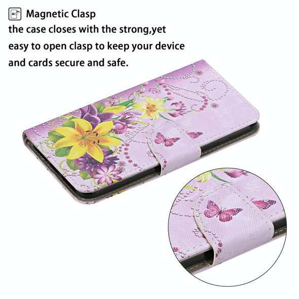 For OPPO Realme C1 Colored Drawing Pattern Horizontal Flip Leatherette Case with Holder & Card Slots & Wallet(Lily)