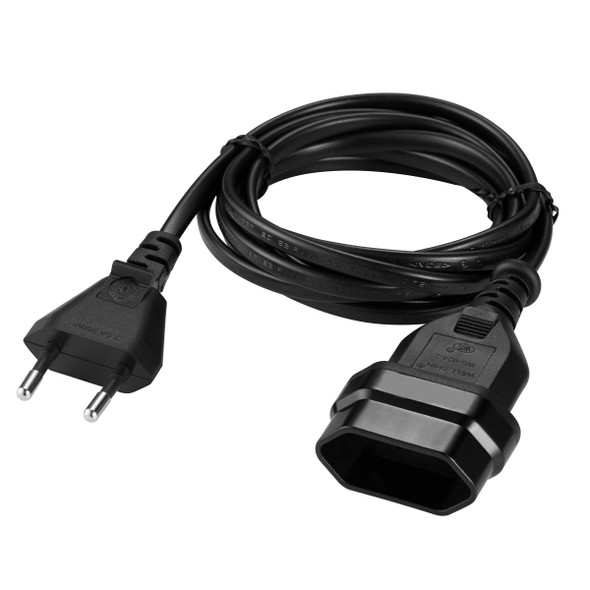 Easy Cable Extender 2Pin Euro to 2Pin Euro Socket 2M - Black