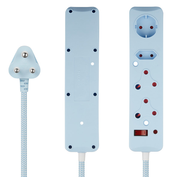 SWITCHED 4 Way Surge Protected Multiplug 0.5M Blue