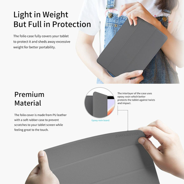 For Teclast M40 Plus WMC1993 3-Fold Holder Folio Leatherette Tablet Smart Case(Grey)
