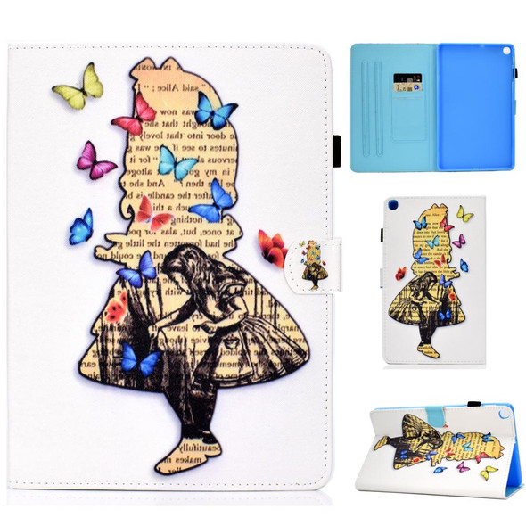 Colored Drawing Pattern Horizontal Flip PU Leatherette Case with Holder & Card Slots For Galaxy Tab A 10.1 (2019) / T510 / T515(Girl)