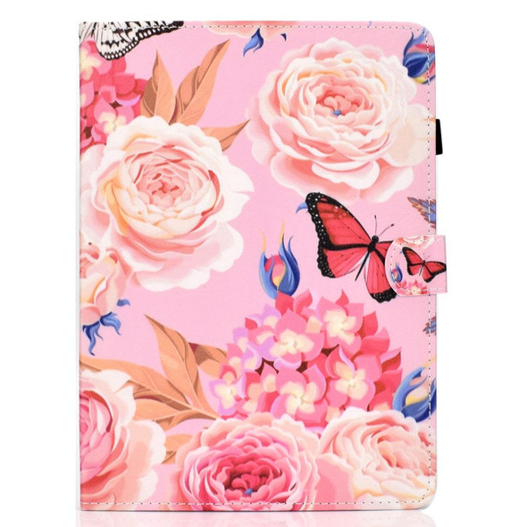 Colored Drawing Pattern Horizontal Flip PU Leatherette Case with Holder & Card Slots For Galaxy Tab A 10.1 (2019) / T510 / T515(Flower Butterfly)